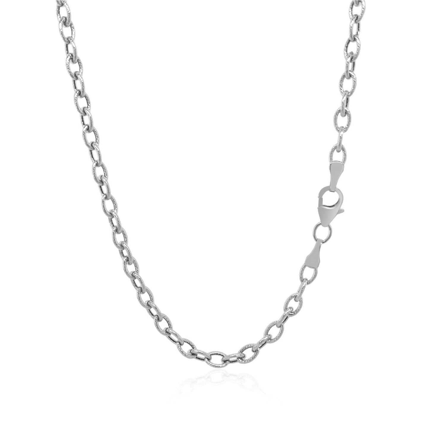 14k White Gold Textured Pendant Chain - 3.5mm