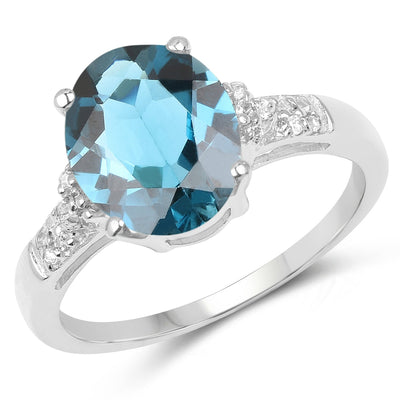 2.64 Carat London Blue Topaz & White Topaz Sterling Silver Ring