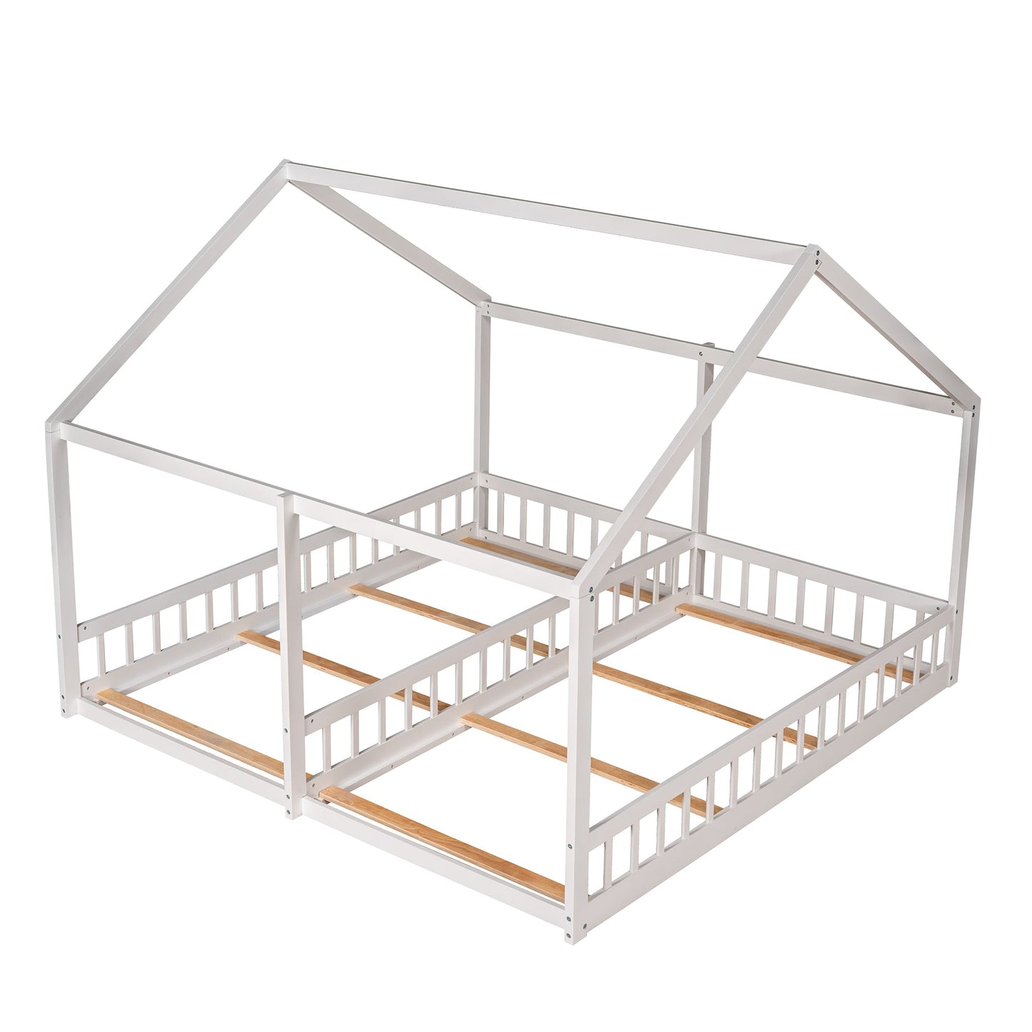 Twin Size White Platform Beds - Two Shared Beds