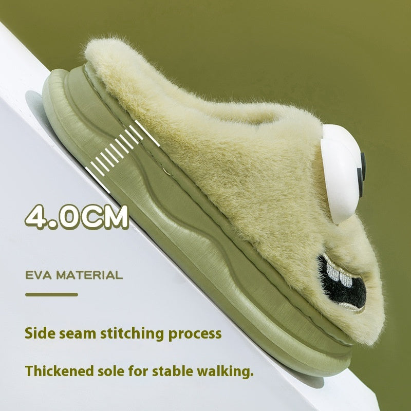 Cozy Cartoon Big Eye Dog Cotton Slippers for Women