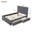 Linen Upholstered Platform Bed With Headboard and Two Drawers Full - Korvel