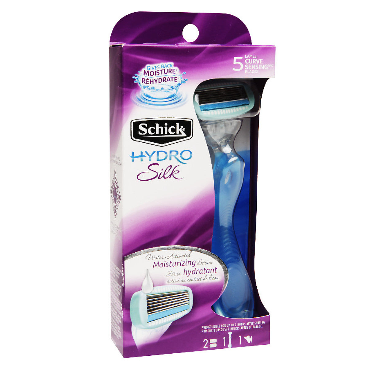 Rasoir Schick Hydro Silk – 5 lames à détection des courbes avec soin hydratant