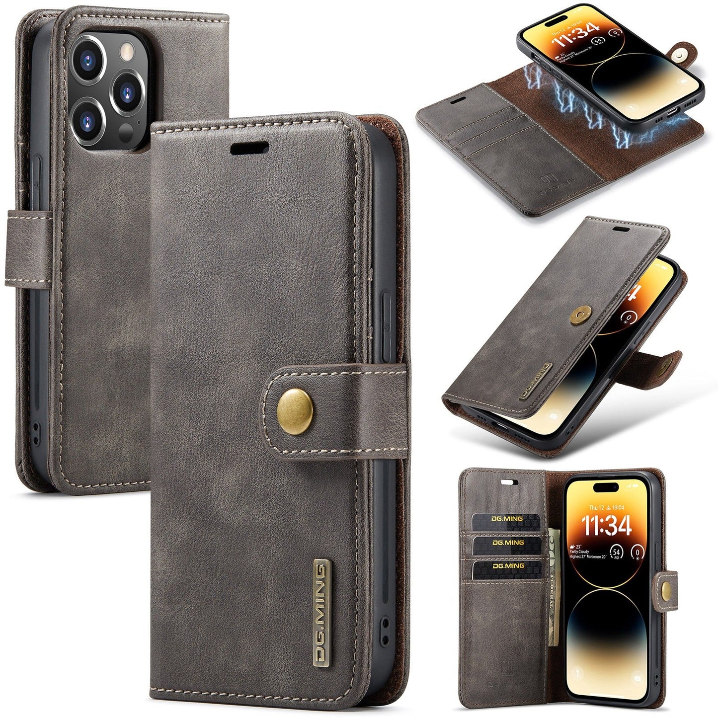 Coque de téléphone magnétique en cuir premium pour iPhone 14 Pro Max et 13 Pro Max