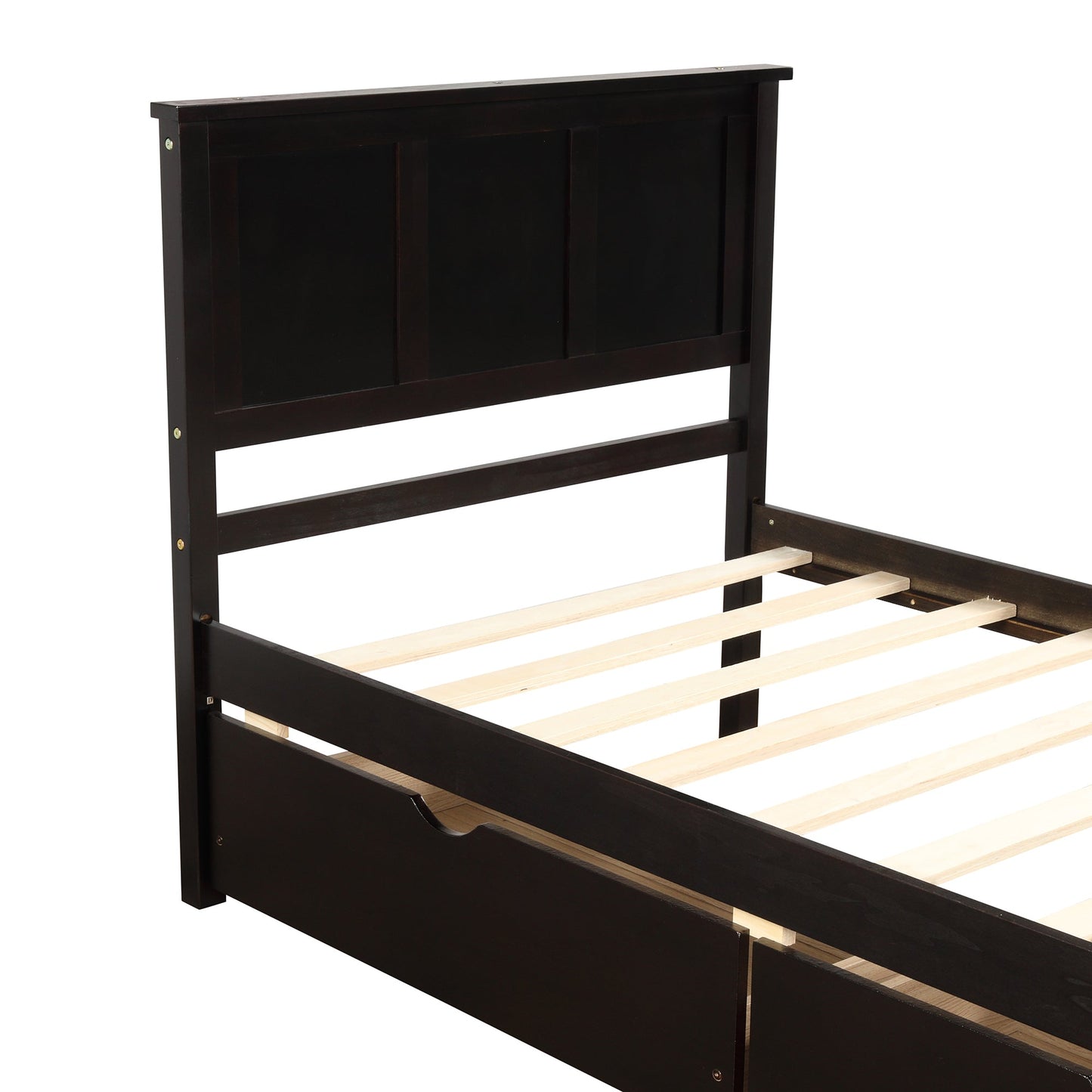 Platform Storage Bed  2 drawers with wheels  Twin Size Frame  Espresso - Korvel