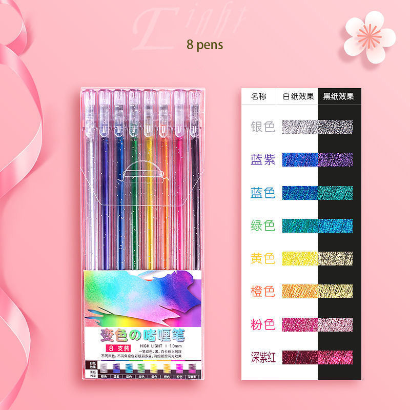 Drawing Doodling Scrapbook Journaling fluorescent Sparkle Gel Pen Neon Glitter Pens Fine Tip Art Markers Glittering Pen Set - Korvel