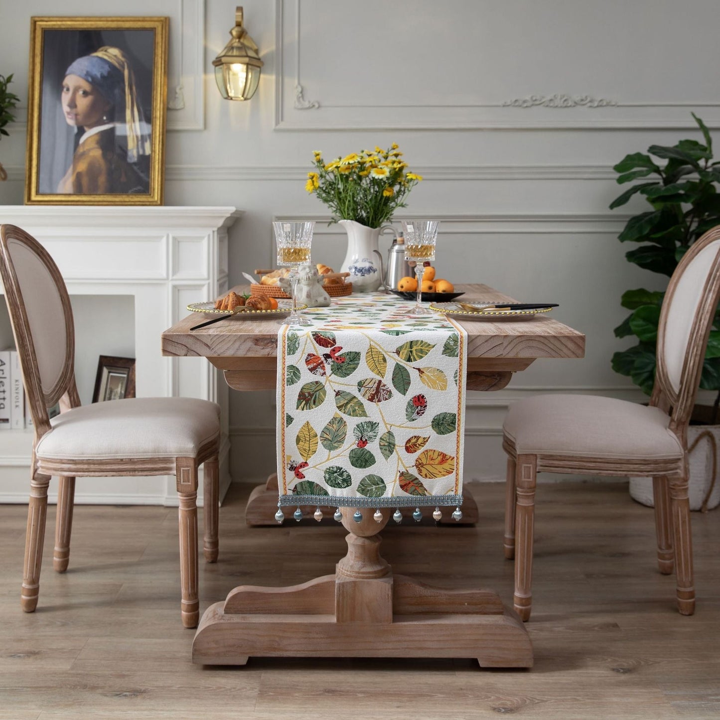 Jacquard table flag small fish green contrasting color dining table fabric holiday coffee table bed flag TV cabinet - Korvel