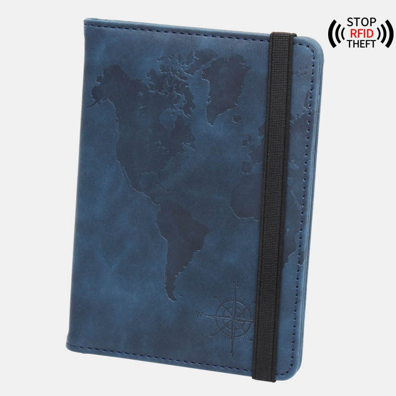 World Map Passport Case with Anti-Magnetic Features