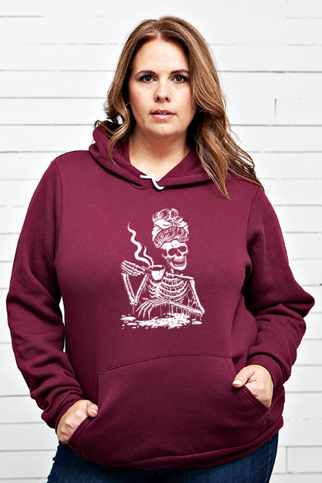 Skeleton With Coffee Hoodie