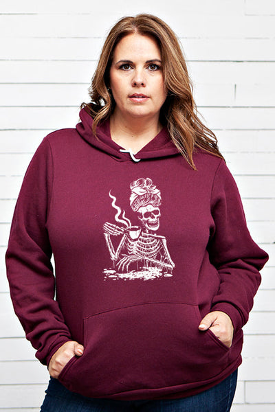 Skeleton With Coffee Hoodie