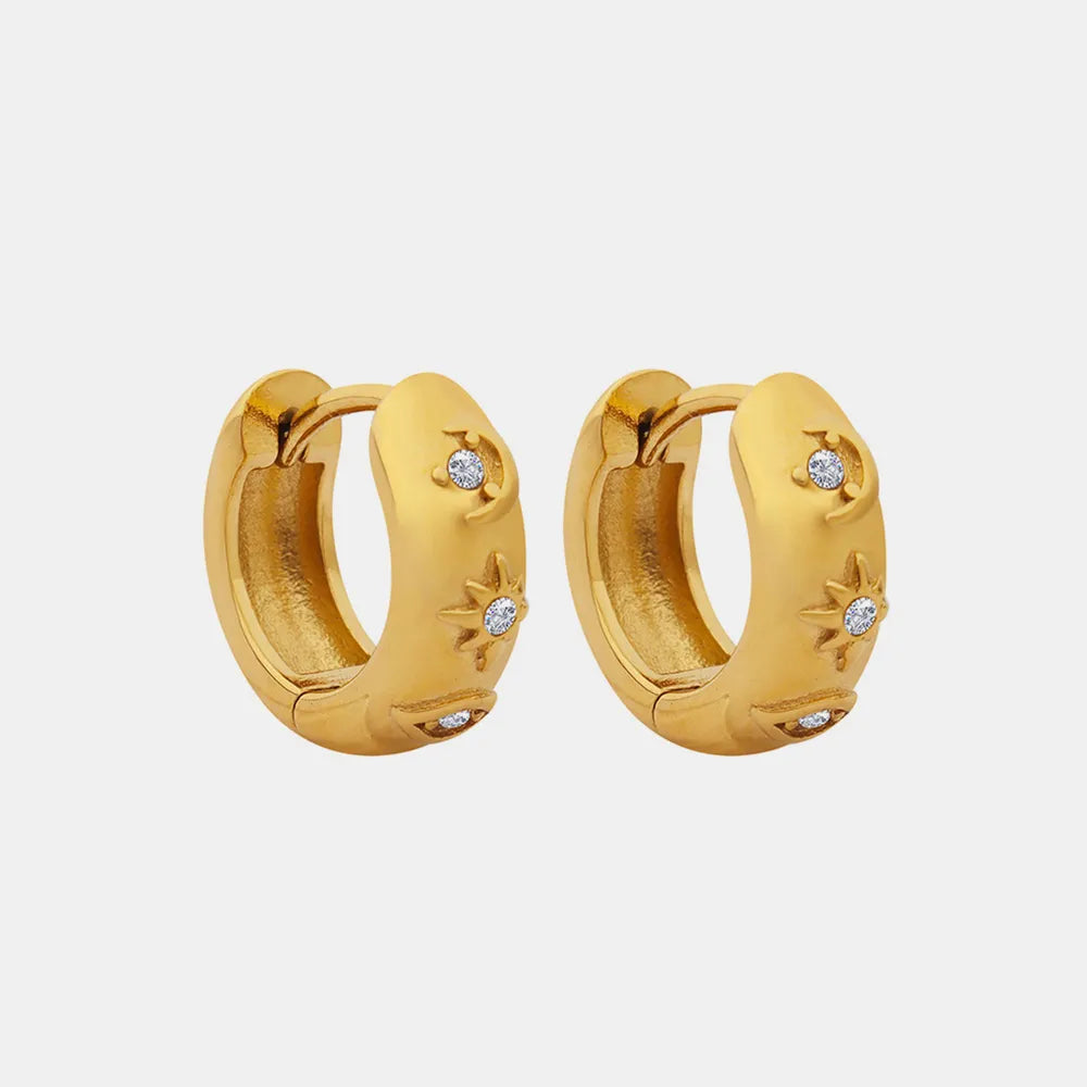 Zircon Titanium Steel Huggie Earrings - Korvel