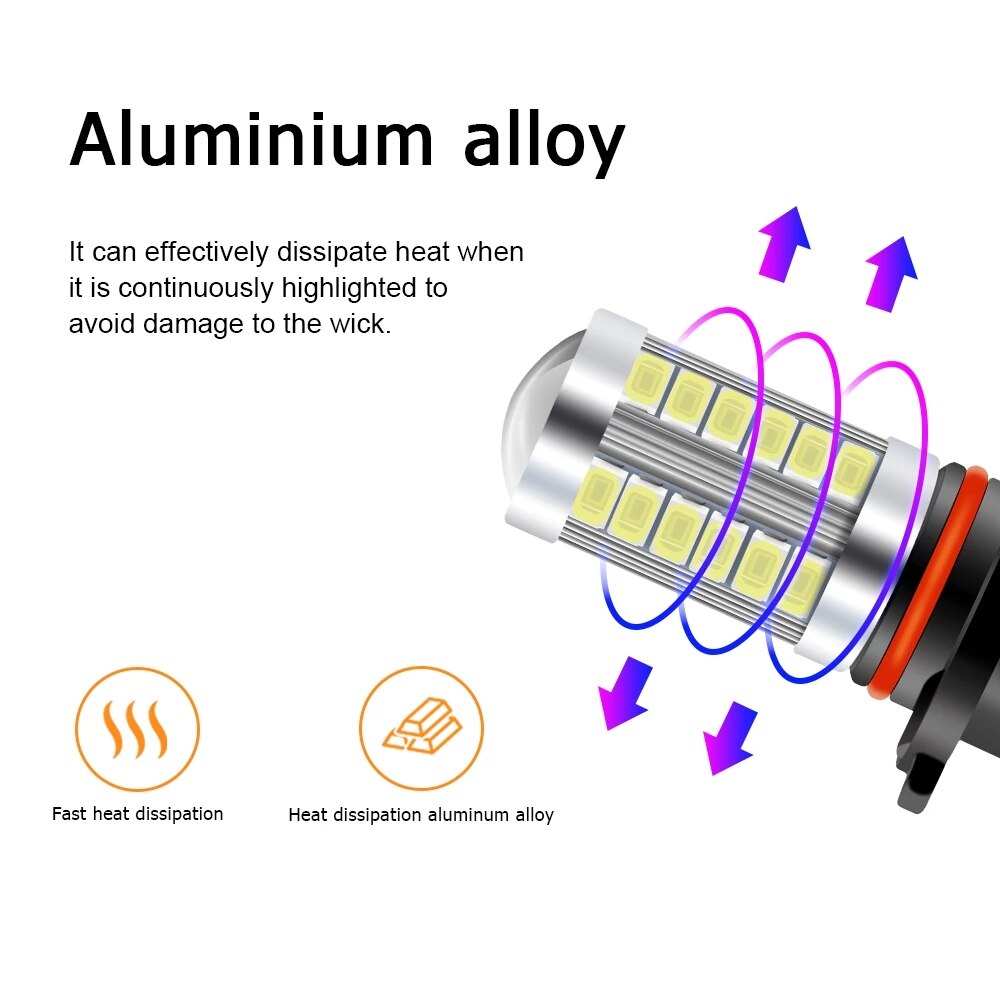 2pcs H8 H11 LED Bulbs HB4 9006 HB3 9005 H16 JP H9 Fog Lights Driving 5730 33SMD Tail Lamp Car Light parking 12V Auto 6000K White - Korvel