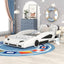 Twin Size Race Car Platform Bed with Wheels - White