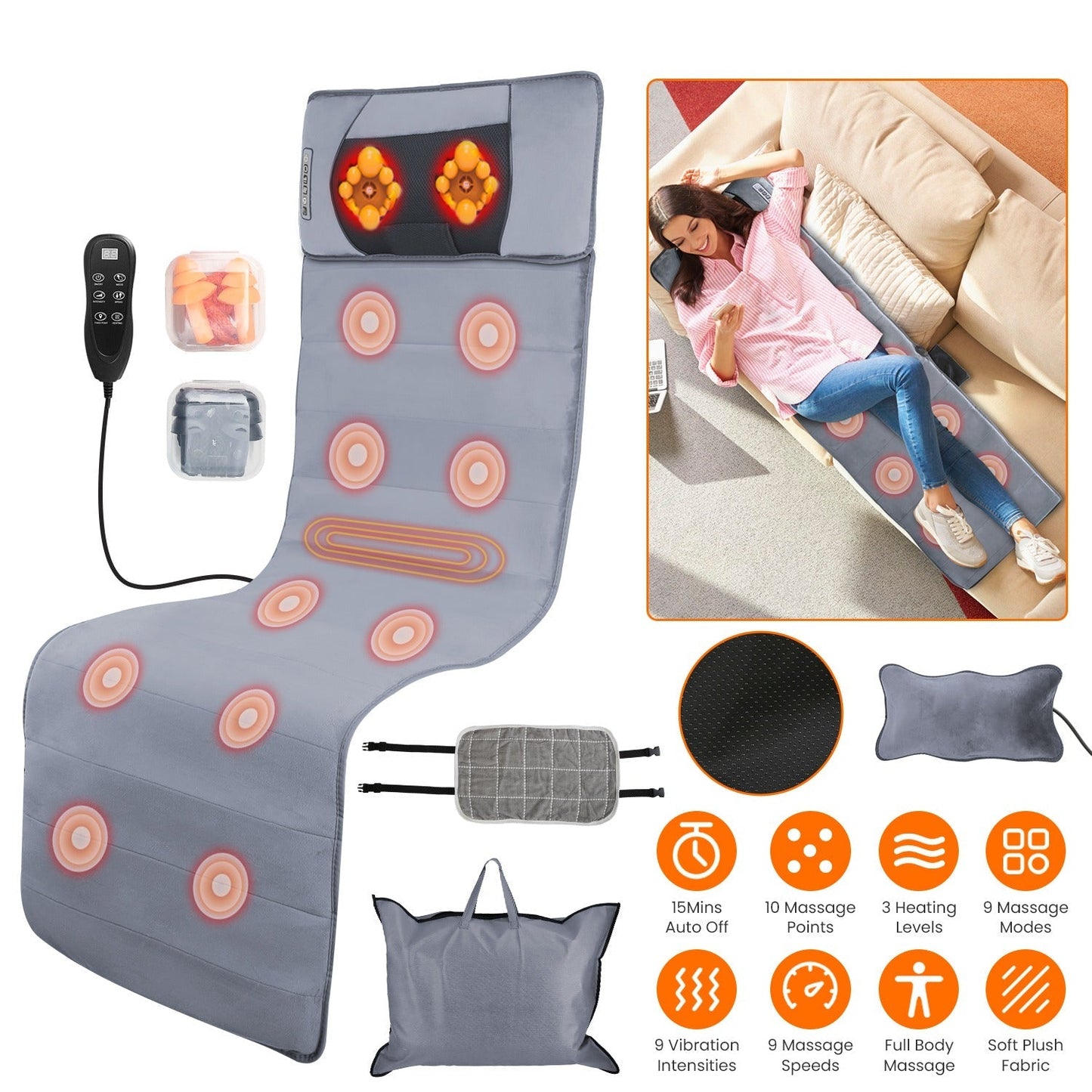 Tapis de massage électrique complet avec chaleur et vibration