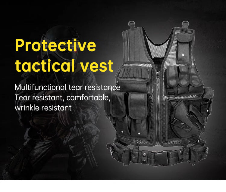 Wholesale Outdoor 6000D Nylon Multi-Pocket Gear Hunting Camouflage Breathable Training Equipment Tactical Grid Vest - Korvel