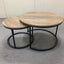 A set of nested coffee tables, 27.6-inch round coffee table, industrial wood veneer, with sturdy metal frame (brown) - Korvel