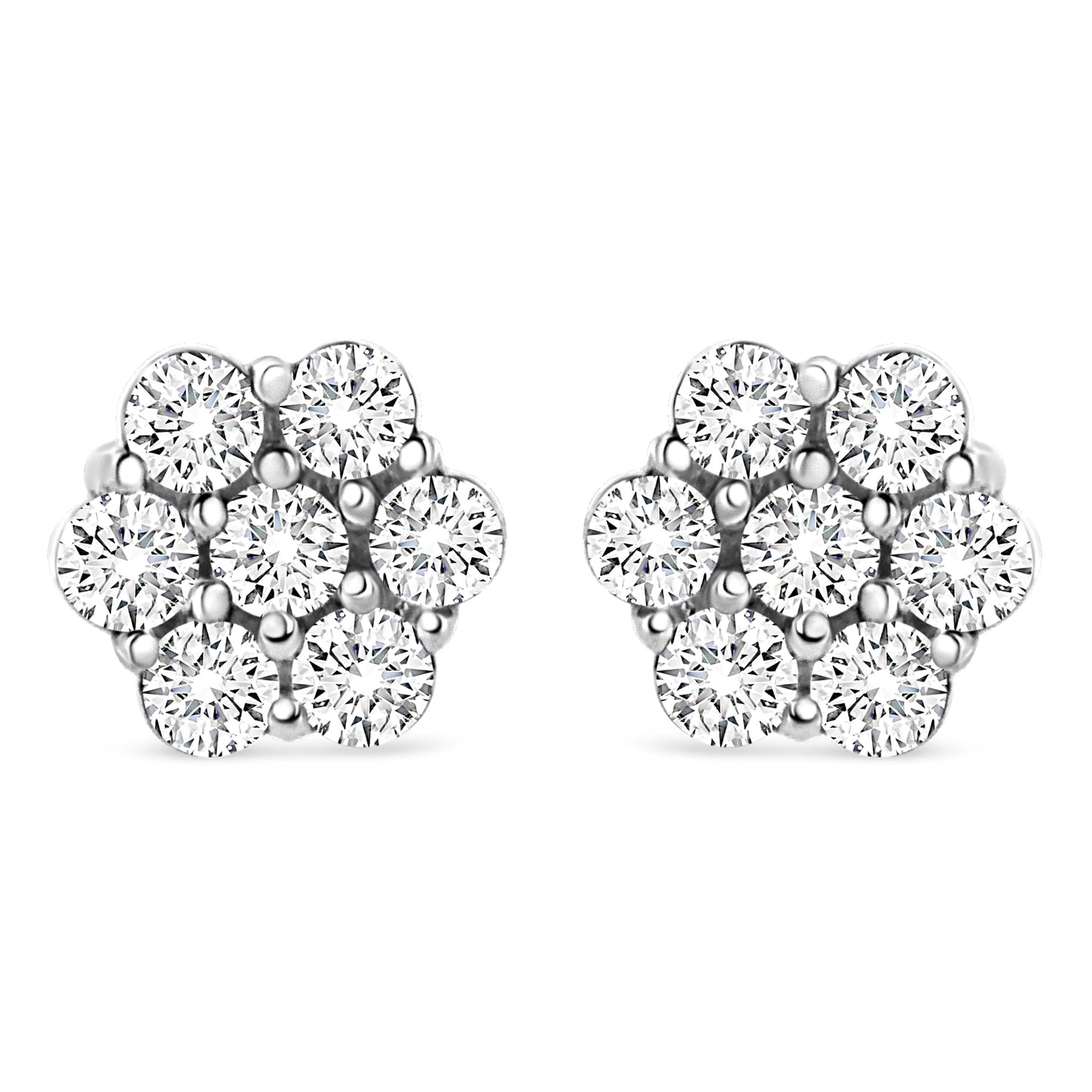 Pendientes de diamantes florales de oro blanco de 14 quilates