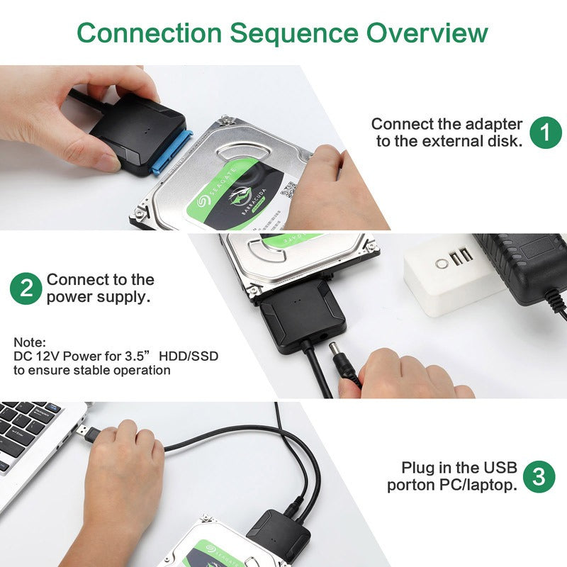 USB 3.0 SATA to USB Adapter Cable for Hard Drives