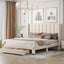 Queen Size Storage Bed Velvet Upholstered Platform Bed with a Big Drawer - Beige - Korvel