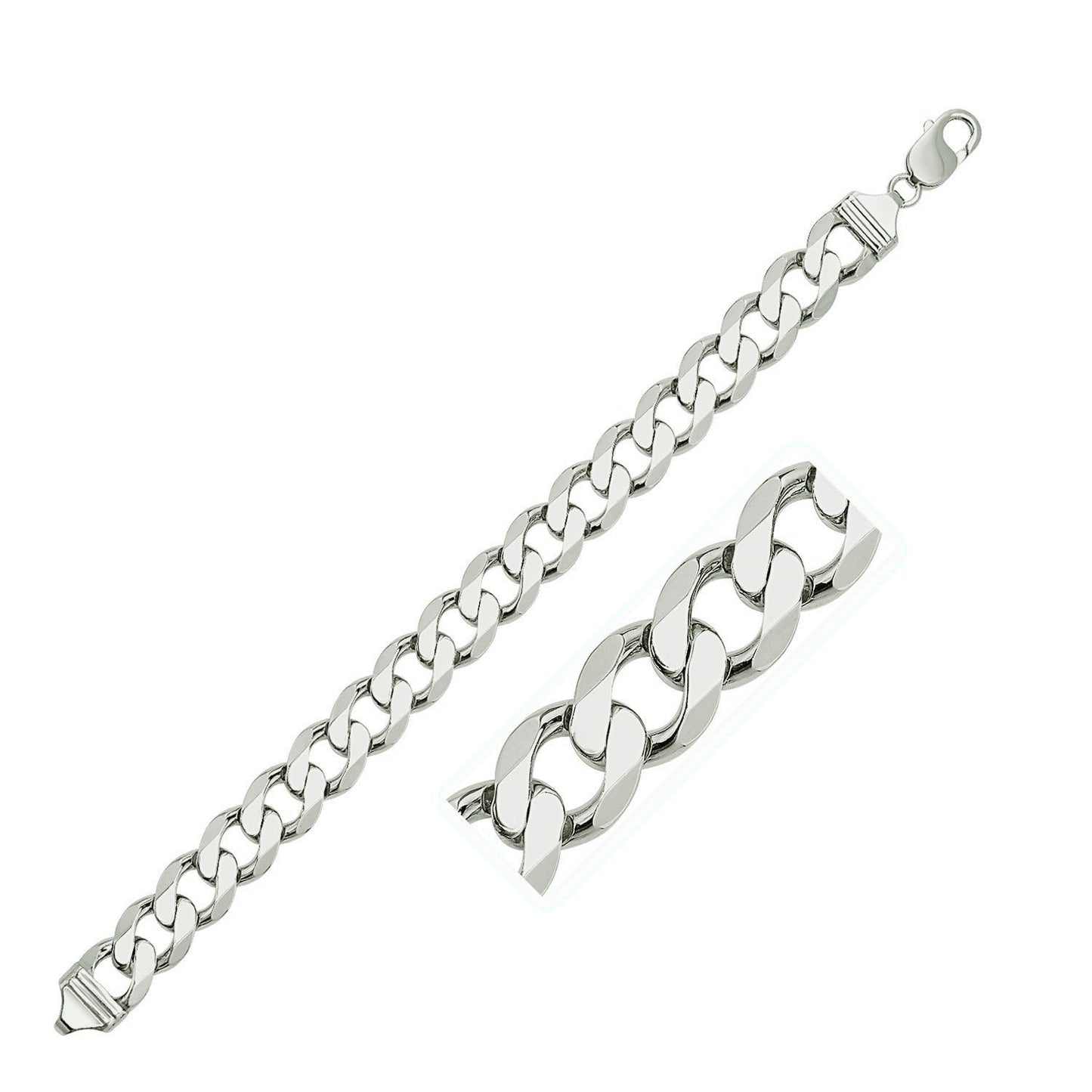 Bracelet en argent sterling plaqué rhodium - 11,6 mm