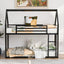 Twin over Twin House Bunk Bed with Built-in Ladder - Black