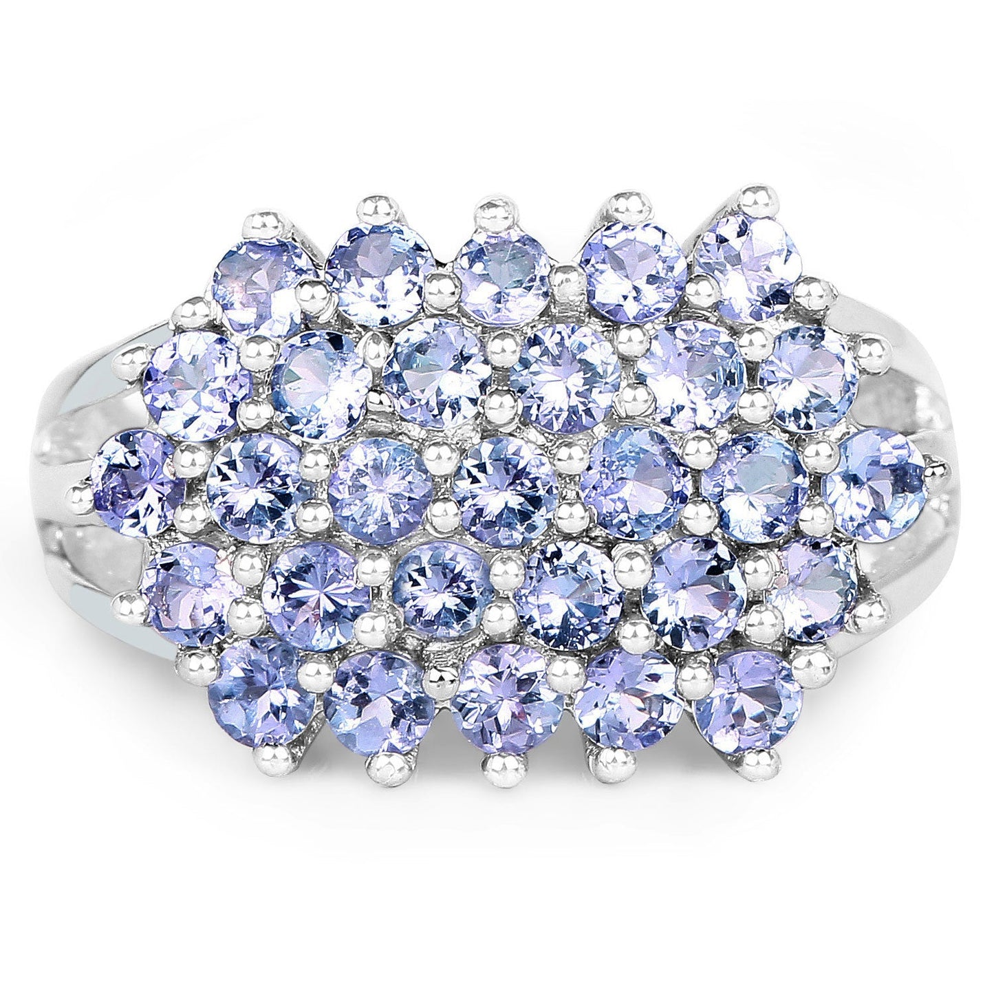 2.03 Carat Genuine Tanzanite Sterling Silver Engagement Ring