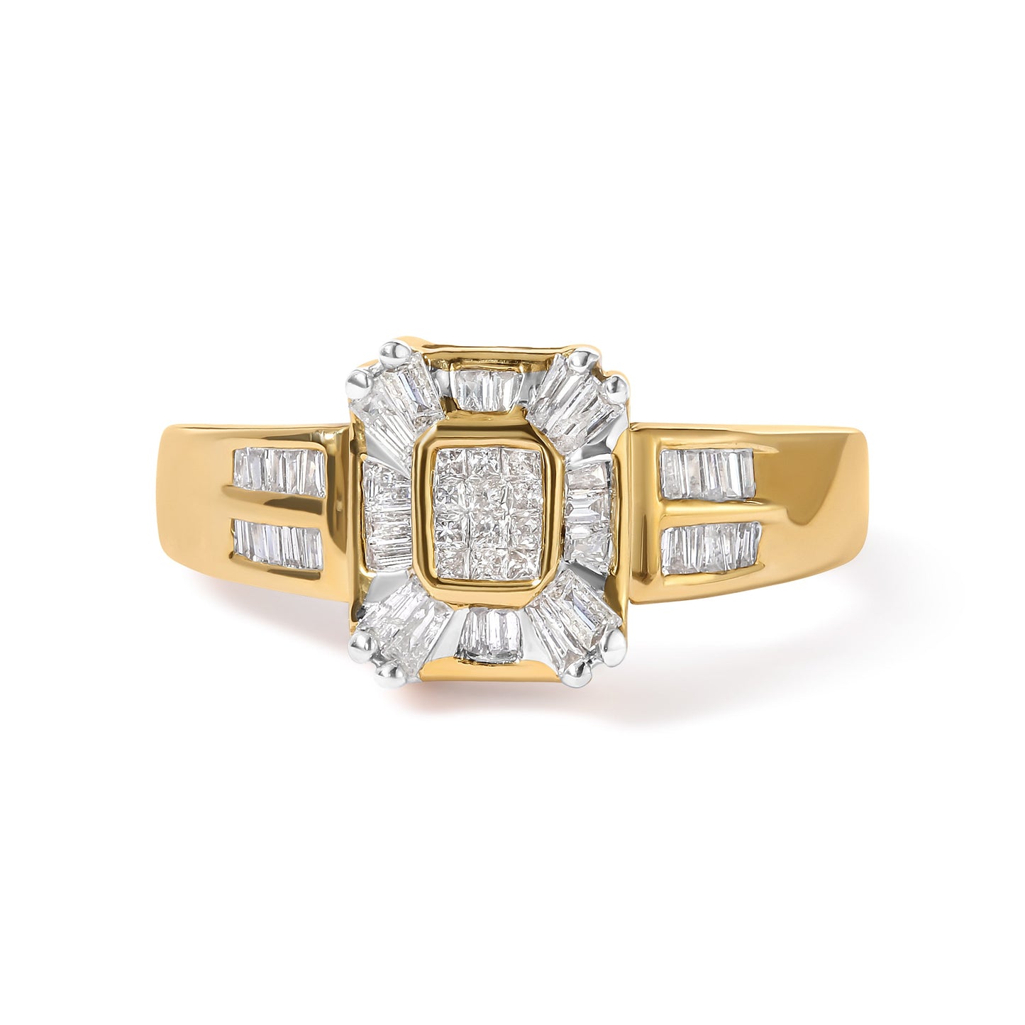 10K Yellow Gold 1/2 Cttw Diamond Composite and Halo Ring - Size 7