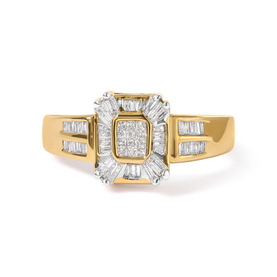 10K Yellow Gold 1/2 Cttw Diamond Composite and Halo Ring - Size 7