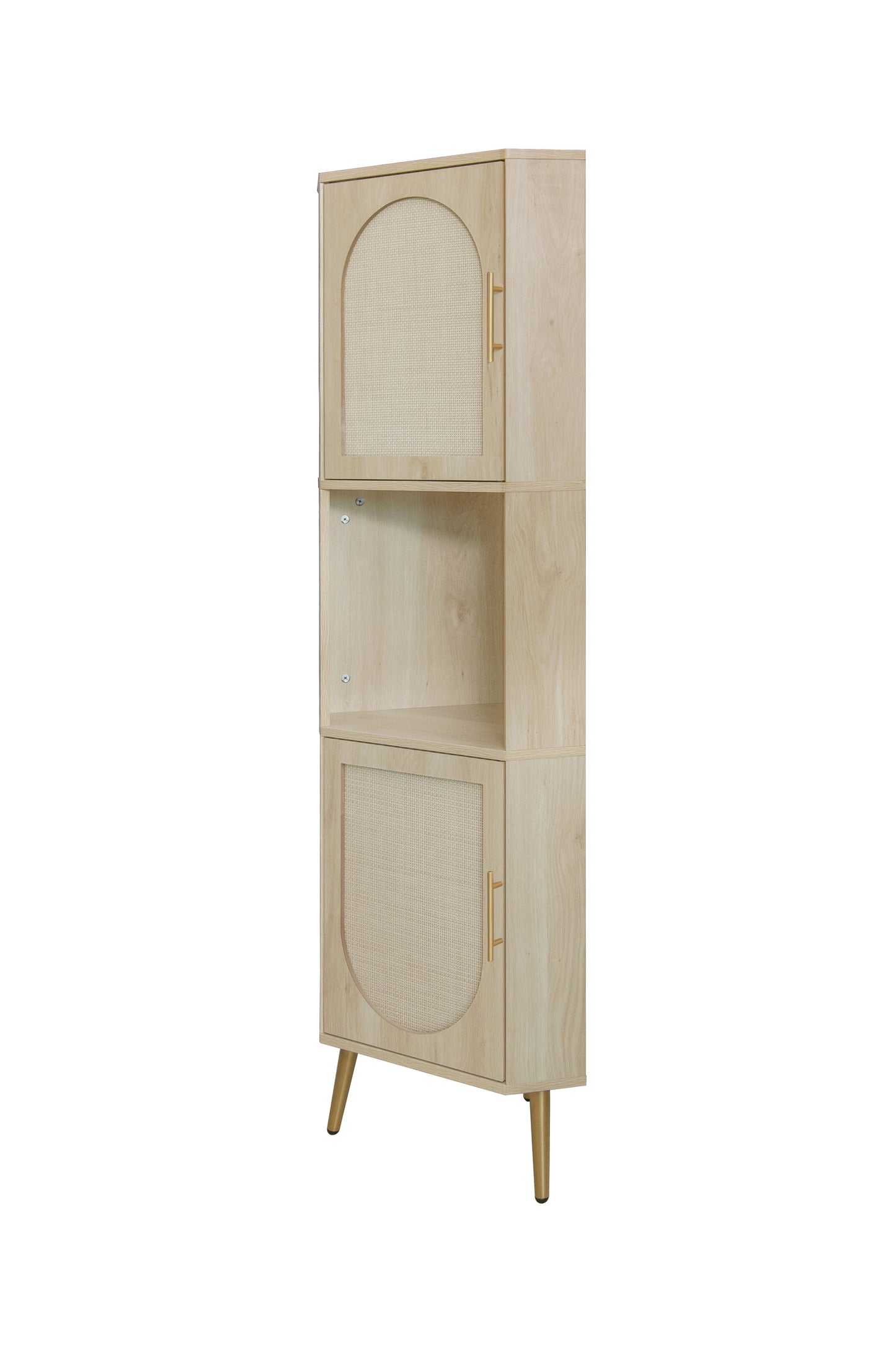 Corner cabinet ,Rattan door,Freestanding Corner Tables For Small Spaces, Corner Shelf Stand For Living Room, Kitchen, Bathroom - Korvel