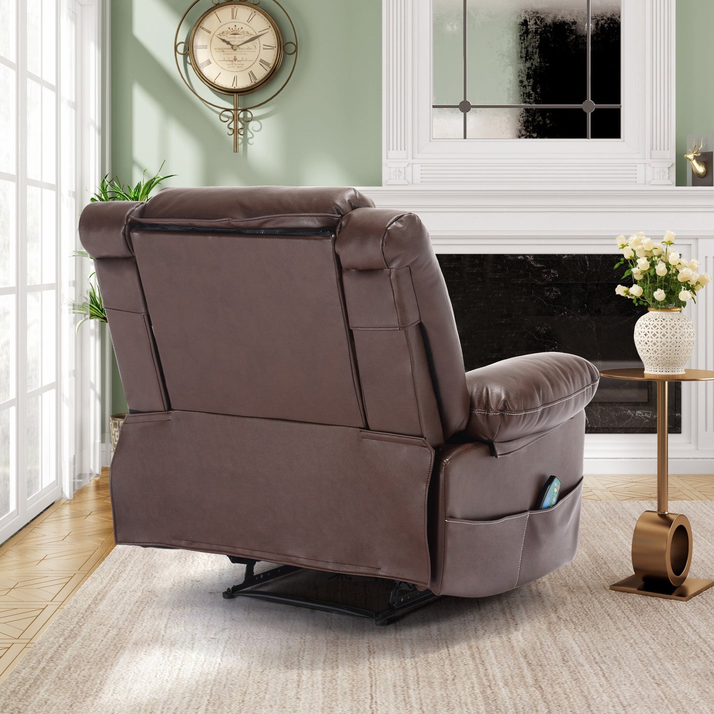Fauteuil inclinable manuel en cuir respirant pour salon