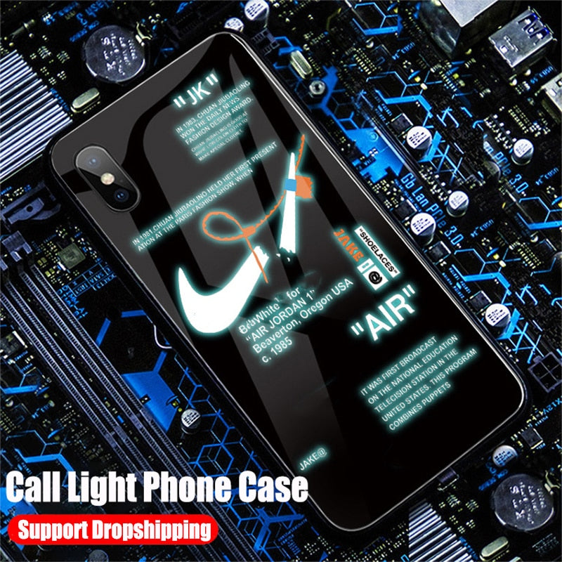 Sport Call Light Case For iPhone 12 11 Pro Max 8 7 6 6S Plus LED Case Tempered Glass Coque Flash Cover For iPhone X XS MAX XR SE - Korvel