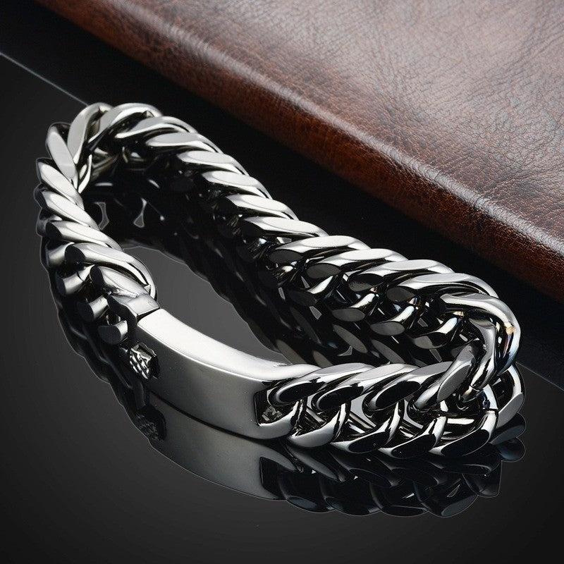 Fashionable 18K gold plated men's electroplated alloy double buckle bracelet - Korvel