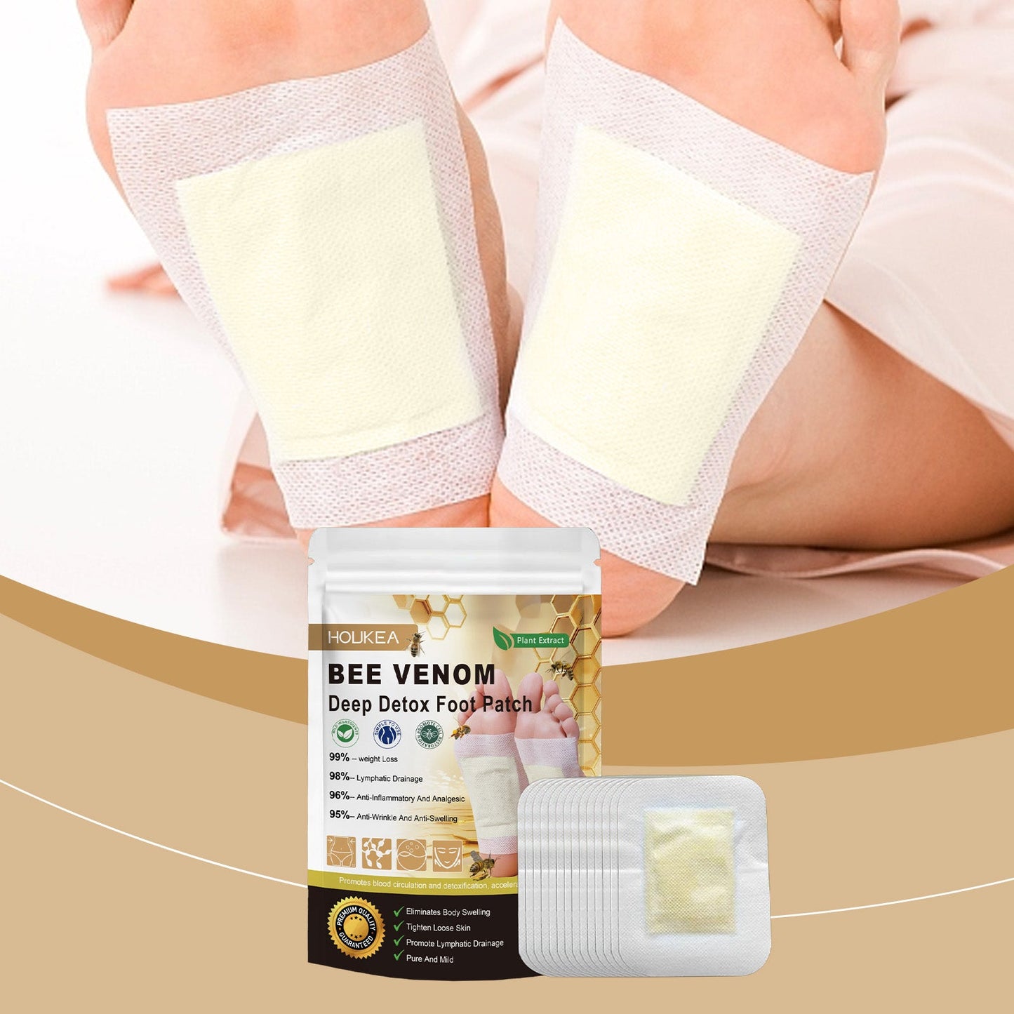 Bee Venom Herbal Cleansing Foot Patch With Ginger Essence Ingredients For Soothing Discomfort Sole Patch - Korvel