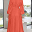 Elegant Lightweight Deep V-Neck Balloon Sleeve Maxi Dress