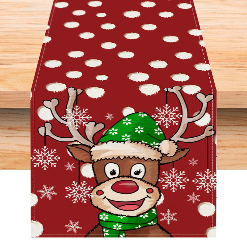 Christmas Reindeer Tablecloth with Snowflakes Design