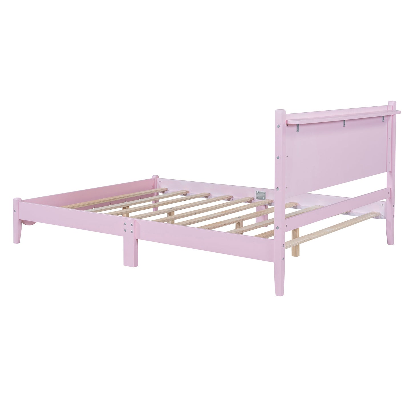 Full Size Retro Pink Wood Platform Bed Frame