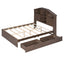 Cama Plataforma de Madera de Nogal de Tamaño Completo con Cabecera de Almacenamiento