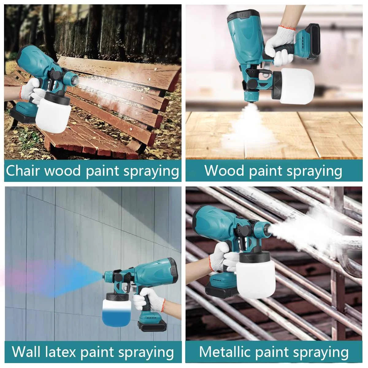 1000ML Electric Spray Gun High Power Cordless Paint Sprayer HVLP Auto Furniture Steel Coating Airbrush For Makita 21V Battery - Korvel