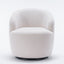 Teddy Fabric Swivel Accent Armchair Barrel Chair With Black Powder Coating Metal Ring Ivory White - Korvel