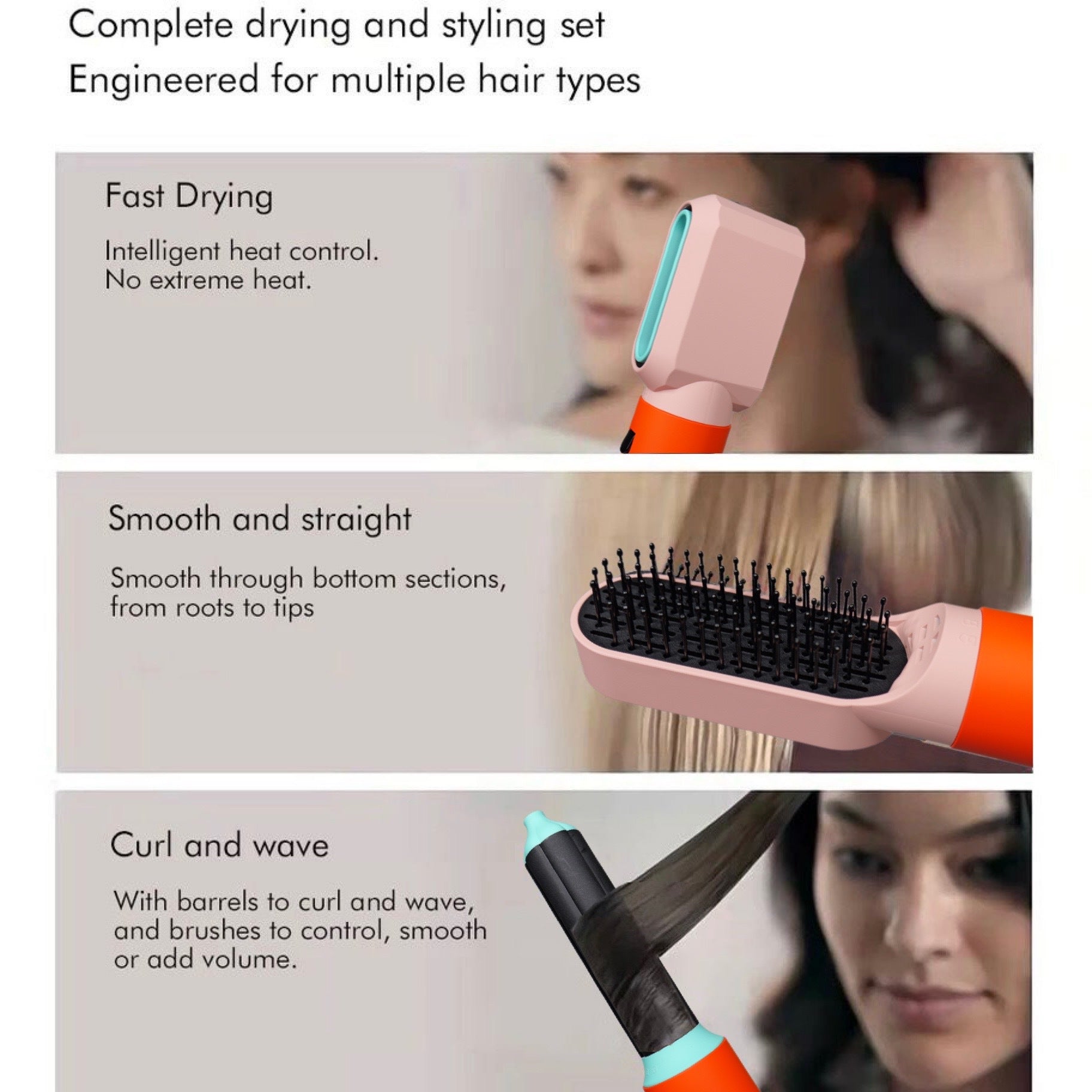 6 In 1 Multi Styler New Design Hair Dryer For Hair 6 in 1 hair styler With Curling Barrel Hot Air Brush Styling Tool MultiStyler - Korvel