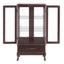 Curio cabinet lighting glass cabinet with adjustable glass frame, 2 doors and 1 drawer with light bulb, dark cherry color - Korvel