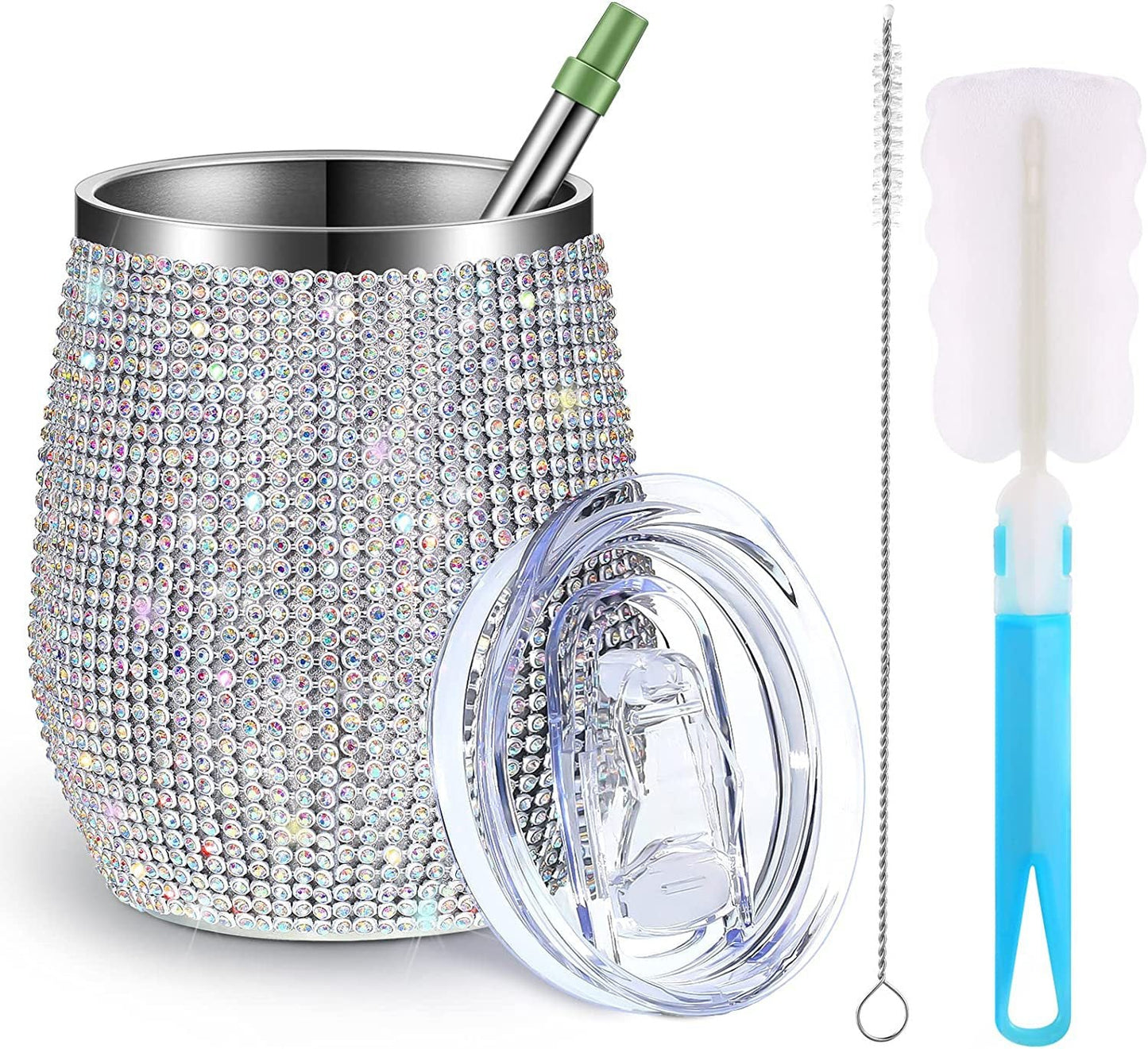 Tasse à vin en diamant de 12 oz avec couvercle hermétique