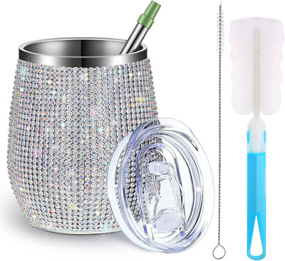 12oz Diamond Wine Tumbler with Sealed Lid