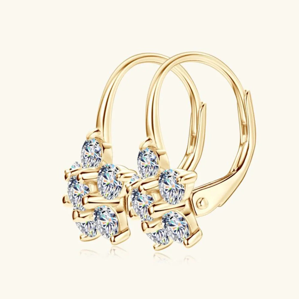 1.2 Carat 925 Sterling Silver Moissanite Flower Huggie Earrings - Korvel