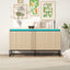 Engraved 4-door side panel with LED, self-service cabinet storage cabinet, modern coffee bar cabinet with adjustable shelves - Korvel