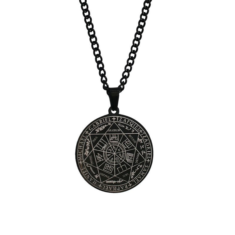Stainless Steel Seven Angels Magic Circle Pendant Necklace