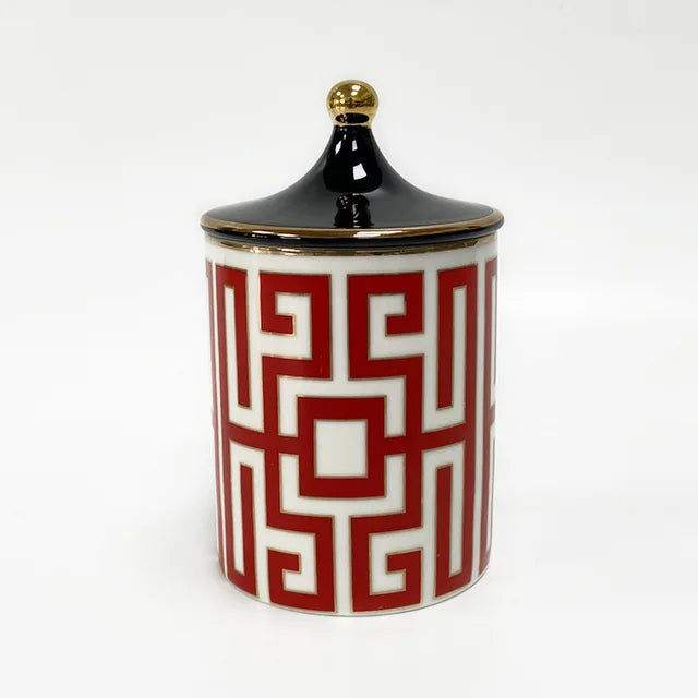 Gold Plated Stripe Ceramic Storage Jar Home Scented Candle Bottle Wedding Candy Gift Jar Cosmetic Jewelry Storage Bottle Decor - Korvel