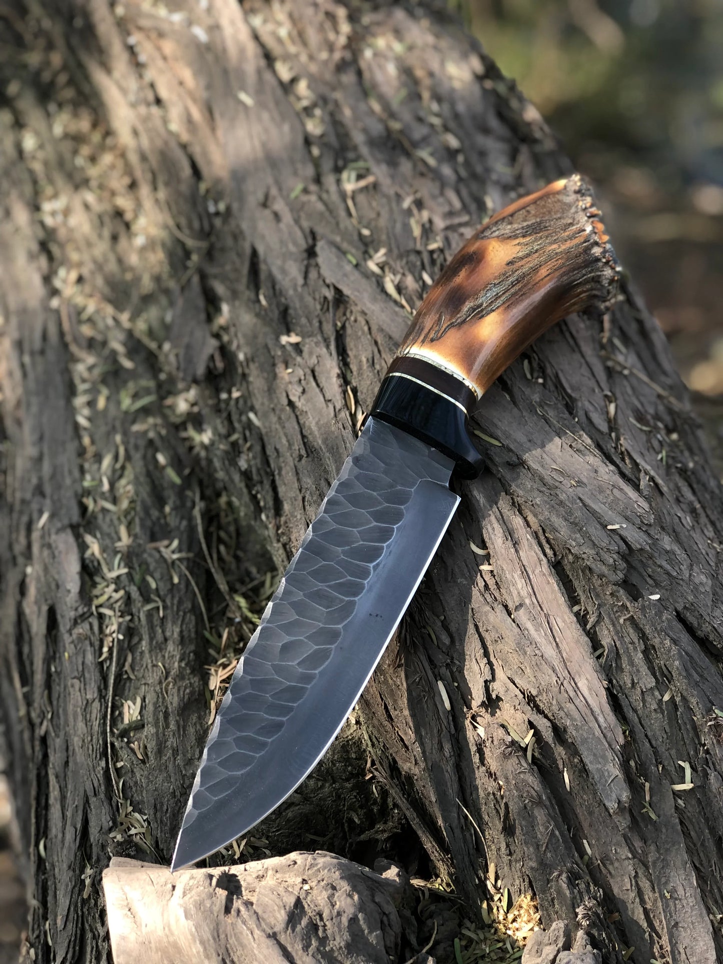 Handcrafted Viking Knife with Stone Texture - 1095 High Carbon Steel - Korvel