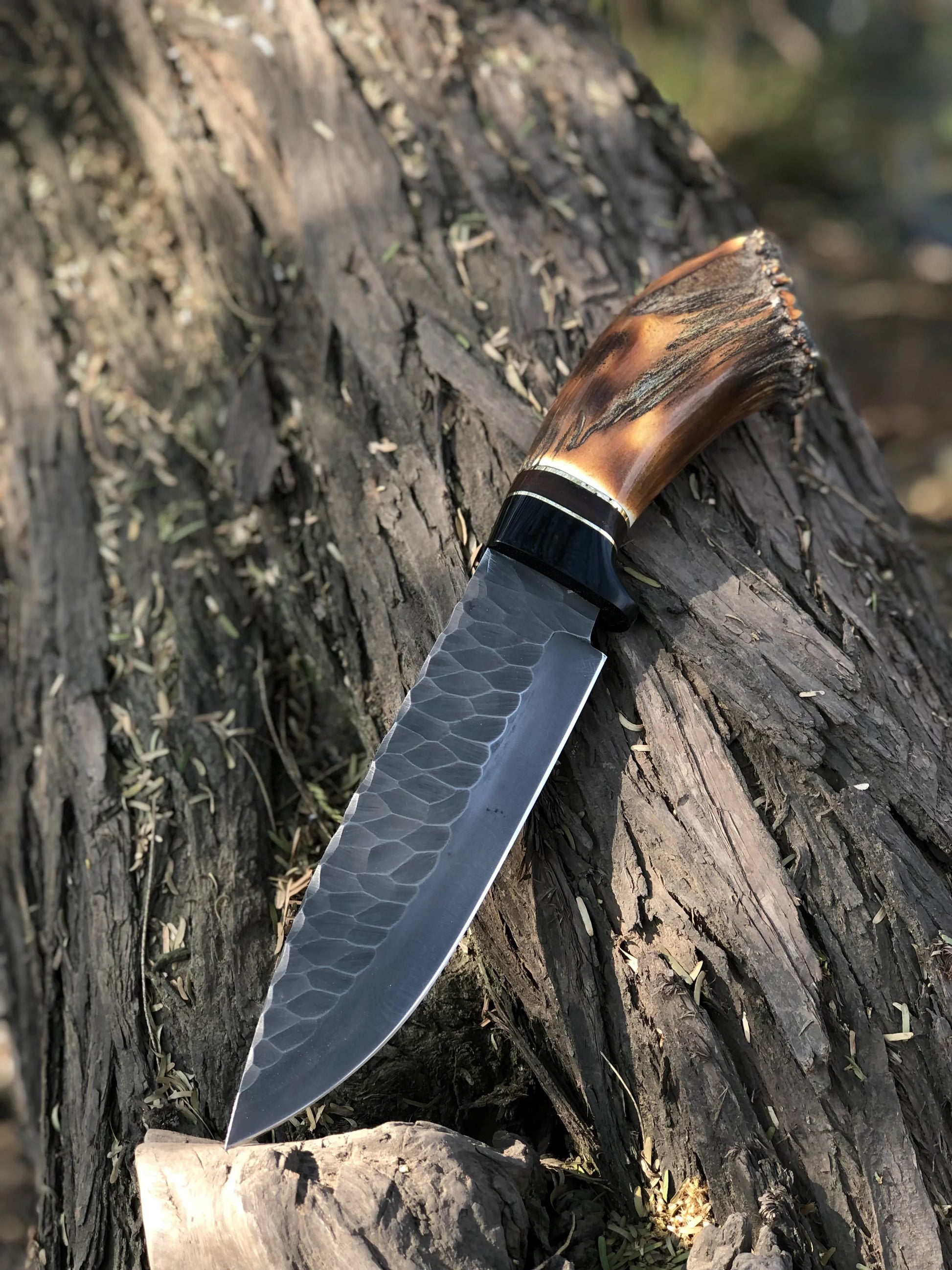 Handcrafted Viking Knife with Stone Texture - 1095 High Carbon Steel - Korvel