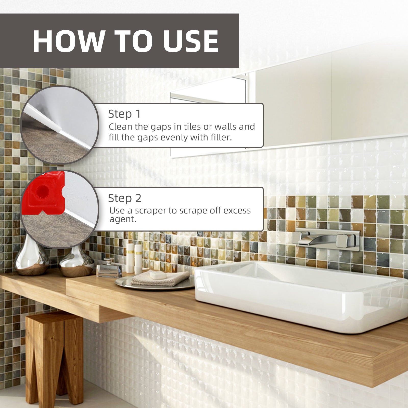 Tile Refill Agent, Kitchen Bathroom Waterproof Floor Mildew Proof Joint Tile Tip Sealant - Korvel