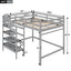 Full Size Loft Bed with Built-in Storage Staircase and Hanger for Clothes, Gray - Korvel